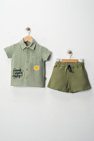 tinytrends Boy's Sun 2-Piece Muslin Bottom Top Set Eid