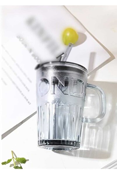 Generic Glass Coffee Mug with Lid and Straw Portable Transparent Espresso Cup for Milk and Juice Leakproof Drinking Cup