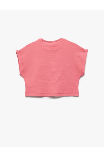 Koton Cotton Crew Neck Sleeveless Printed Crop T-Shirt