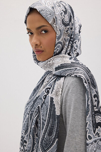 cs camellia scarf Perle Vibe Pattern - Gray