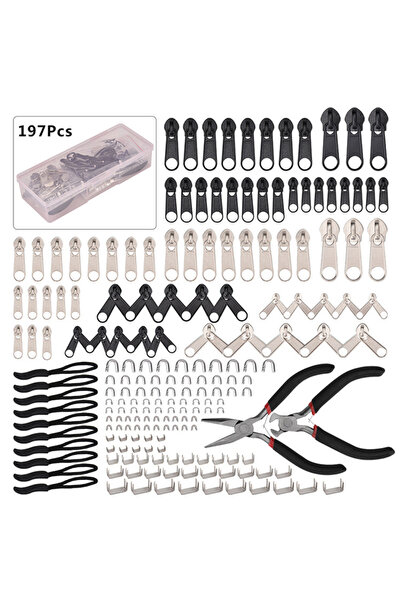 Choice6 197pcs 85Pcs/set Zipper Repair Kit Easy Fix Zipper Slider Head Puller...