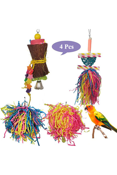 Choice1 NO.4 2/3Pcs/lot Bird Parrot Toy Set Colorful Shredder Foraging Assorted Hanging Cage Bird Chewing Ra