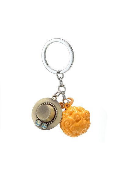 BANDAI B One Piece Metal Keychain Anime Luffy Ace Law Devil Fruit Keyring Pendant Key Holder Car Chaveiro .