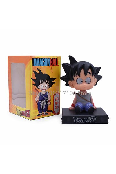 BANDAI A With Box Anime Dragon Ball Z Son Goku Kuririn Shaking Head Doll Pvc Action Figure Phone Bracket Ca