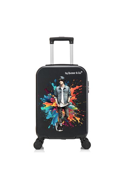 Quasar & Co. Cabin trolley, Quasar & Co.®, Max model, lock, 4 360 degree wheels, telescopic handle, matte black