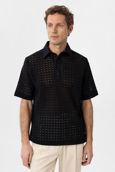 Antioch Black Polo Neck Knitted Men's T-Shirt
