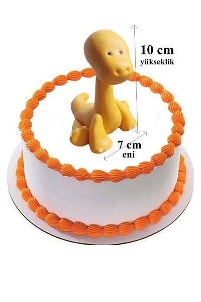 Pasta9 Orange Color Cute Dinosaur Cake Decoration from Sugar Dough 7X10 cm Size 1 Piece Future