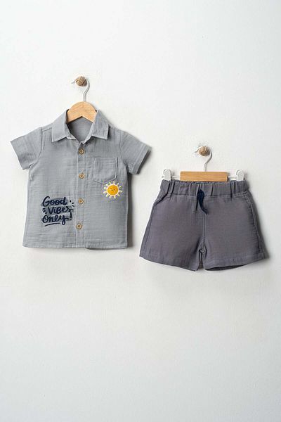 tinytrends Boy's Sun 2-Piece Muslin Bottom Top Set Eid