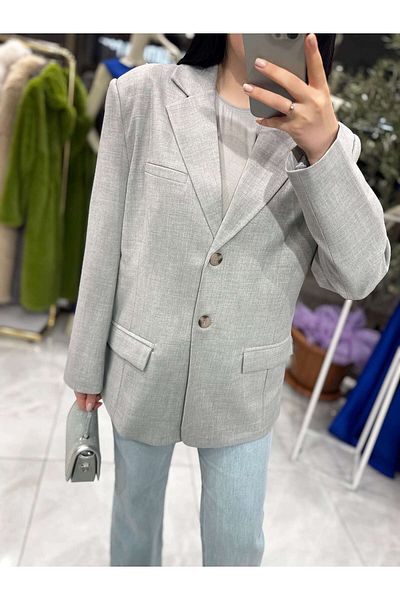 missswans Jachetă oversize cu nasturi dublu Jadira gri