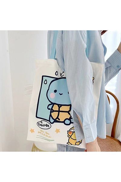 Choice C Pikachu Pokemon Canvas Tote Kawaii Psyduck Cute Autumn/Winter Daily Portable Handbag Shopping Gro.