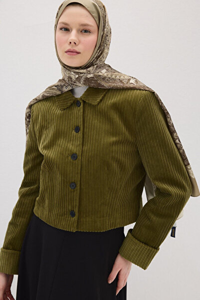 cs camellia scarf Μοτίβο Perle Vibe - Πράσινο ελιάς