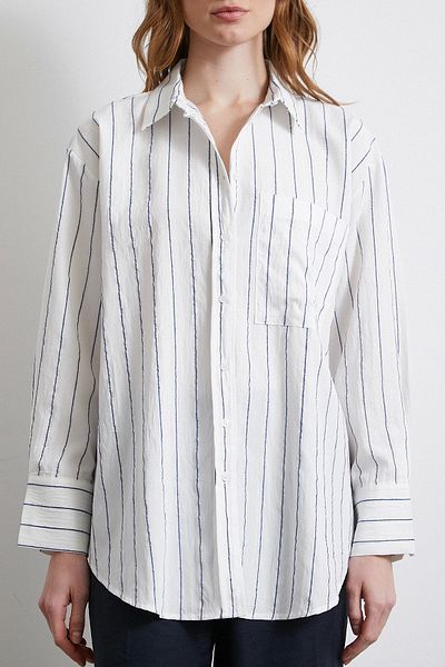 Never more Indigo Striped Pocket Shirt