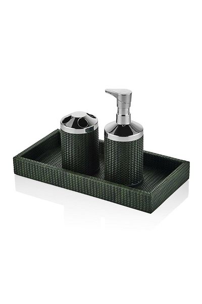 SETABIANCA Σετ μπάνιου Luxe Faux Vegan Δερμάτινο Πράσινο (Δίσκος 30*15cm)