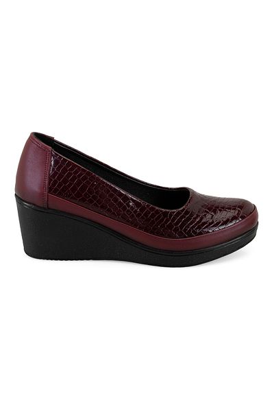 Desa Women's Burgundy Comfort Wedge Heeled Leather Casual Shoes