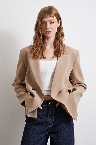 Never more Beige Classic Polyviscon Jacket