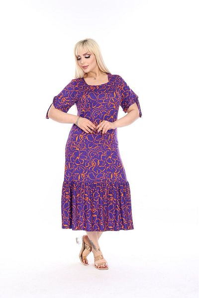 mezura tekstil Plus Size Above Knee Square Neck Tie Detailed Short Sleeve Viscose Combed Cotton Stylish Design Comfortable Dress