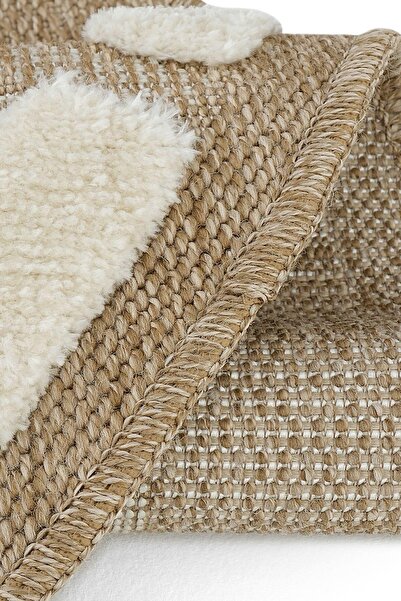 Anatolian Carpet Store Marakeş 677 Beyaz Siyah Sisal Salon Mutfak Koridor Kes...