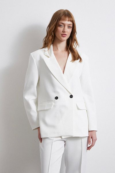 Never more Ecru Classic Polyviscon Jacket