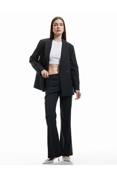 Koton Buttoned Lightweight Flared Leg Fabric Trousers