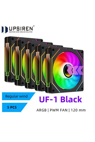 Choice مروحة هيكل كمبيوتر Upsiren Uf-1 Prism 4 Pro A-rgb أخرى سوداء عادية 5 قطع 12 سم مروحة Argb 4 Pin Pwm Qui