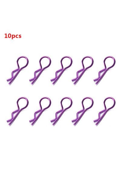 Choice Purple 10pcs Universal Stainless Steel Body Shell R Clips Pin for 1/10 1/12 RC Model Car HSP Redcat