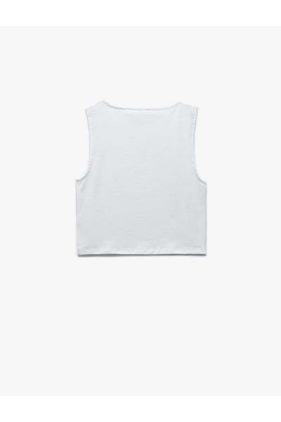Koton Crew Neck Sleeveless Slim Fit Cotton Basic Crop Tank Top
