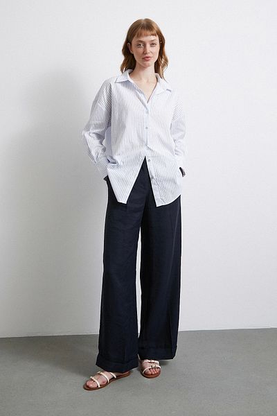 Never more Contrast Stripe Shirt, White