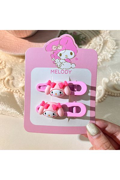 Miniso My Melody 2pcs Sanrio Anime Hair Clip Kuromi My Melody Pochacco Pompompurin Cinnamoroll Kawaii Carto