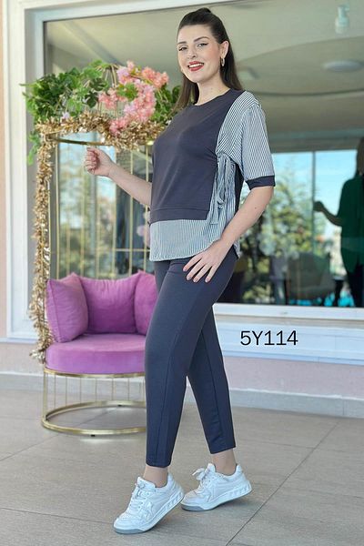 İnce Topuk Poplin Garnished Crystal Fabric Set 	   5Y114