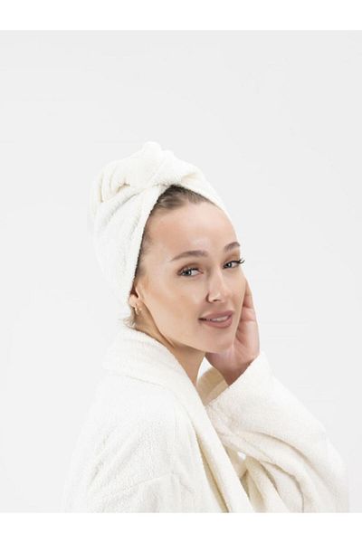 Ender Home 100% Cotton Buttoned Hair Drying Towel