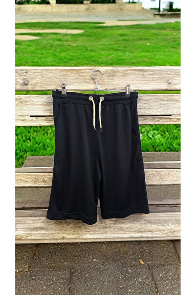 AHMERA Navy Blue Unisex Elastic Shorts with Pockets