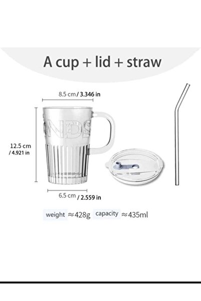 Generic Glass Coffee Mug with Lid and Straw Portable Transparent Espresso Cup for Milk and Juice Leakproof Drinking Cup