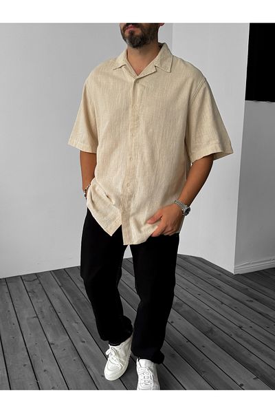 BYBASICMAN Beige Short Sleeve Shirt C-1576