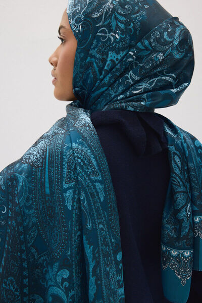 cs camellia scarf Μοτίβο Perle Vibe - Πετρέλαιο