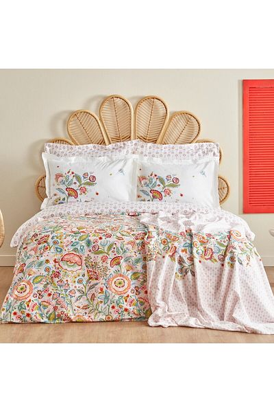 Karaca Home sarthe 100% baumwolle doppelbett bettwäsche und tagesdecke