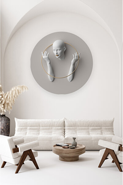 poster marketi Oval Kendinden Yapışkanlı Duvar Kağıdı - Siyah Beyaz Dumanlı K...