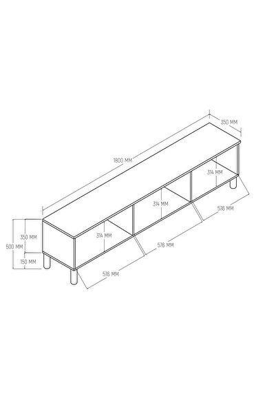 Mezza 1280 Monza 180 Cm (Membran MDF Kapaklı) Bohem Tv Ünitesi Sepet-Beyaz