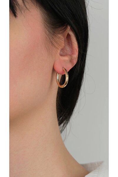 Arpaş 14 Ayar Altın Düz İnce Bombeli Halka Küpe