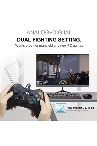 xbox 360 Uyumlu Kablolu Oyun Kolu (BİLGİSAYAR PC VE 360 SLİM UYUMLU) 2 Adet