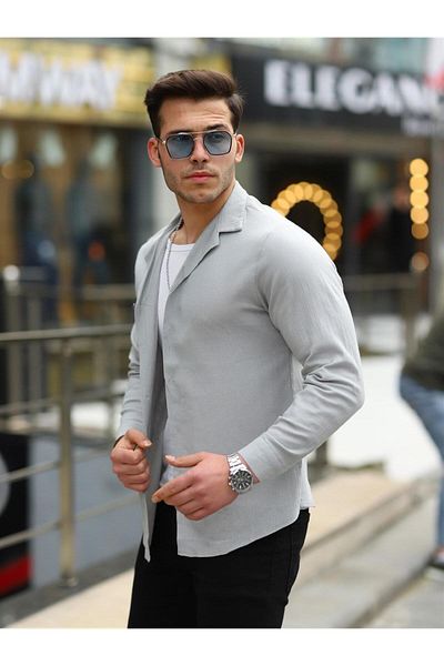 Pobudo Stone Colored Linen Look Sports Shirt