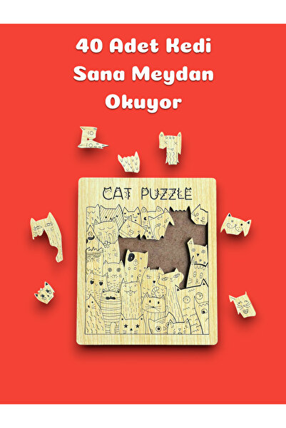Bellacasa Afacan Kediler Puzzle,Ahşap Kediler Puzzle,Zorlayıcı Puzzle,Eğitici...
