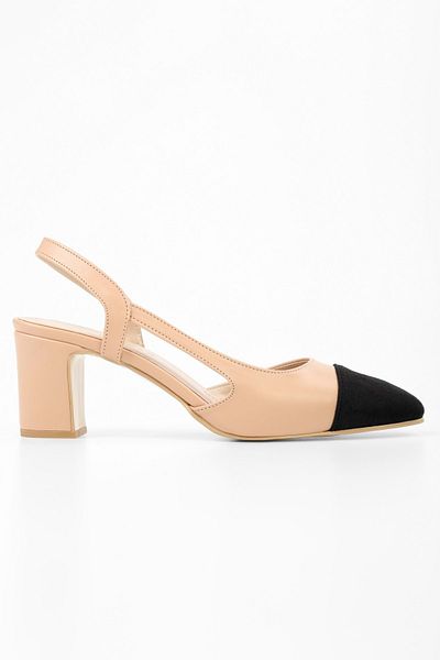 Shoeberry Women's Elya Nude Skin Thick Heeled Shoes