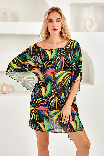 LAPIENO Round neck poncho pareo 4807