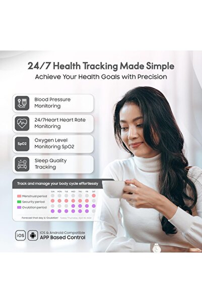 ELLE Soleil Women’s Smartwatch 1.19'' AMOLED, Bluetooth Calling, Multilingual, IP68, Fitness, iOS/Android