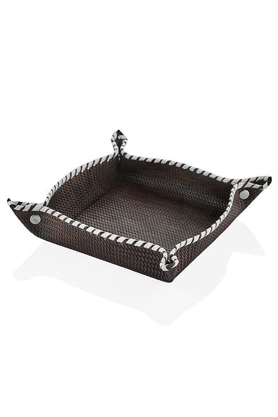 SETABIANCA Luxe Faux Square Vegan Leather Bread Brown 31*31*6 cm
