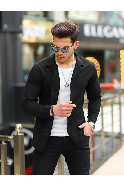 Pobudo Black Linen Look Sports Shirt