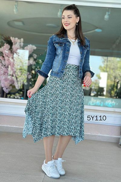 İnce Topuk Asymmetrical Cut Skirt 5Y110