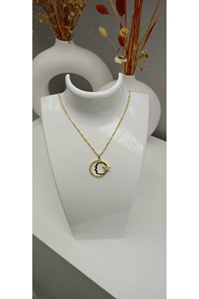 shop Xuping Kararma Yapmaz 14K Kaplama Atatürk Silüetli Zirkon Taşlı Ayyıldız Kolye