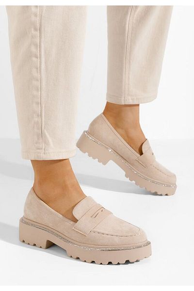 B T Shoes Women's moccasins with thick soles Tirra V2 beige