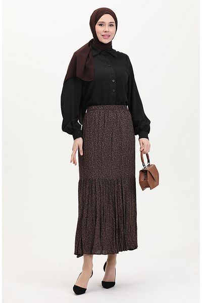 sefamerve Φούστα Φρέσκια Πλισέ Gypsy Large Size 3165A-03 Καφέ